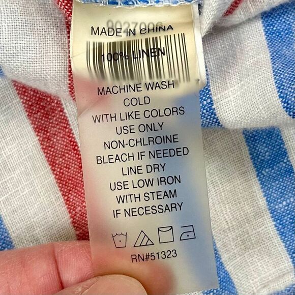 Two By Vince Camuto Striped Linen Button Down Shirt Medium - Picture 8 of 8